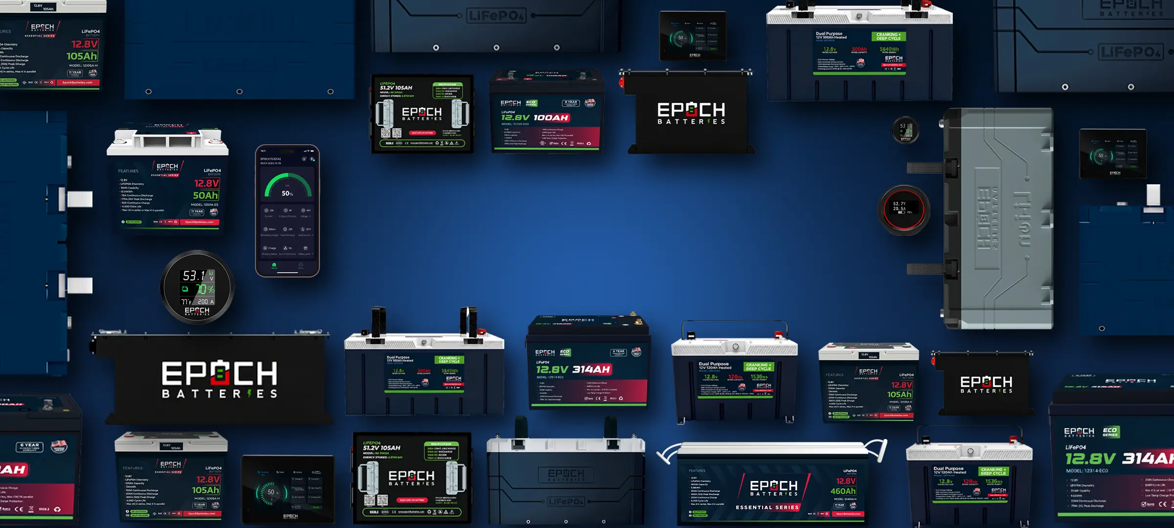 Epoch LiFePO4 lithium batteries for marine, RV and golf cart use